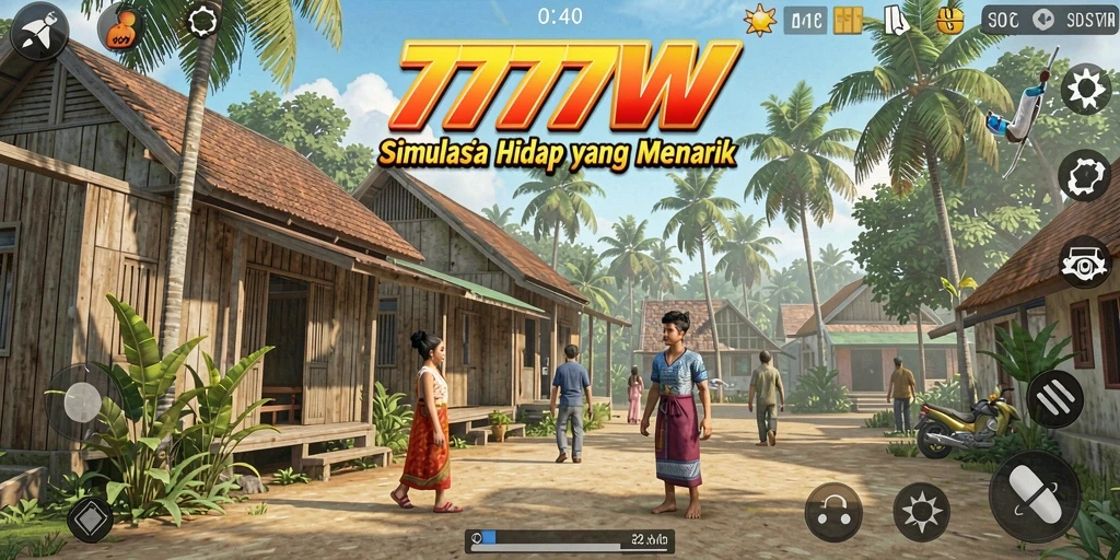 Tangkapan layar gameplay menarik dari 7777W yang menunjukkan interaksi karakter.