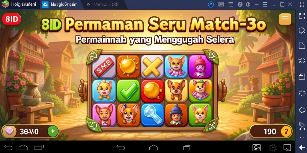Tampilan menarik dari gameplay 8ID dengan objek-objek ceria.