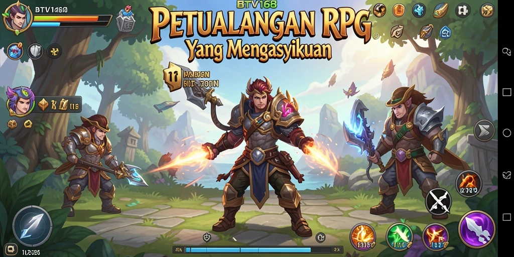 Tangkapan layar utama BTV168 menampilkan aksi RPG yang mendebarkan.