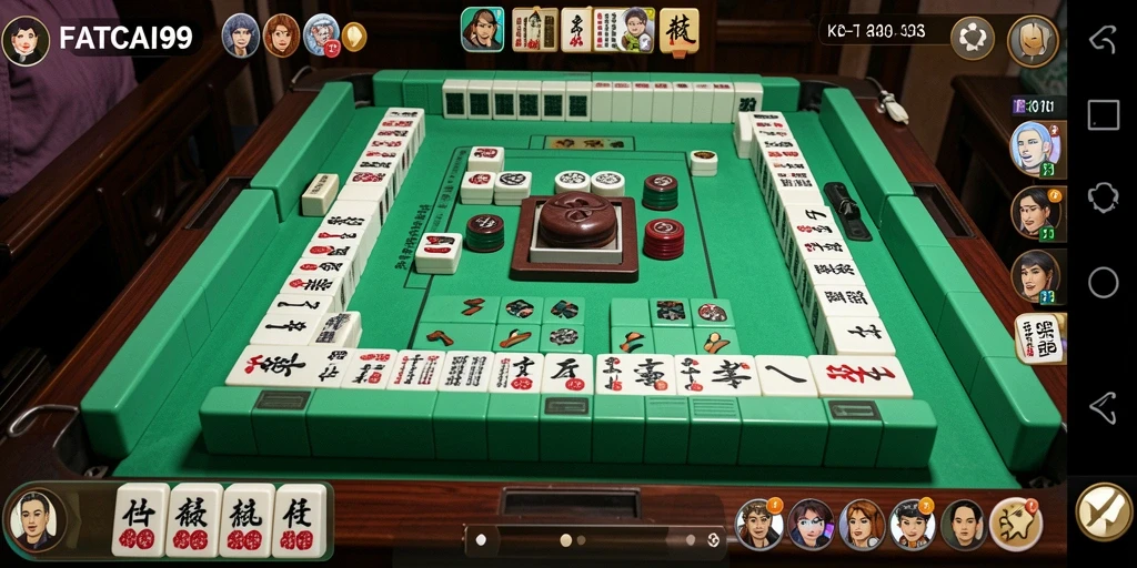 Tampilan gameplay FATCAI99 yang menarik dengan ubin Mahjong berwarna-warni.