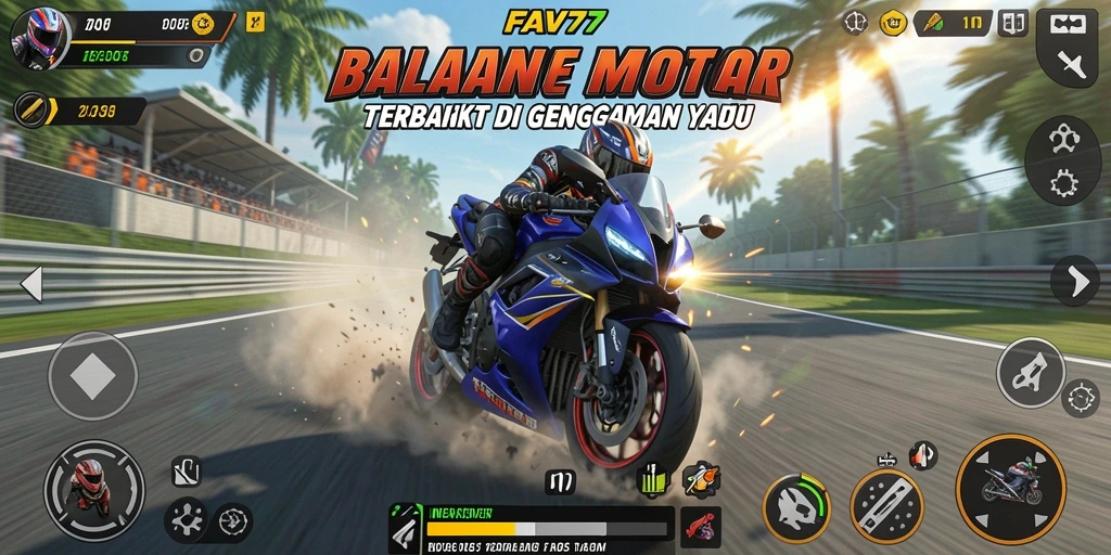 Tampilan gameplay menegangkan dalam balapan motor FAV77.