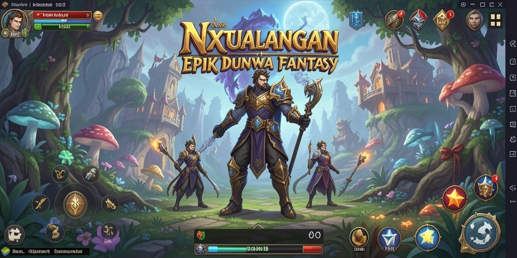 Tampilan gameplay NX888 menunjukkan pertarungan seru di dunia fantasi.