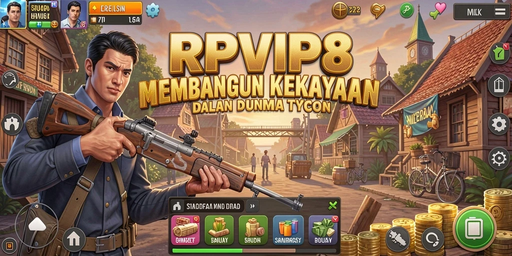 Tangkapan layar gameplay RPVIP8 menunjukkan pengelolaan bisnis yang realistis.