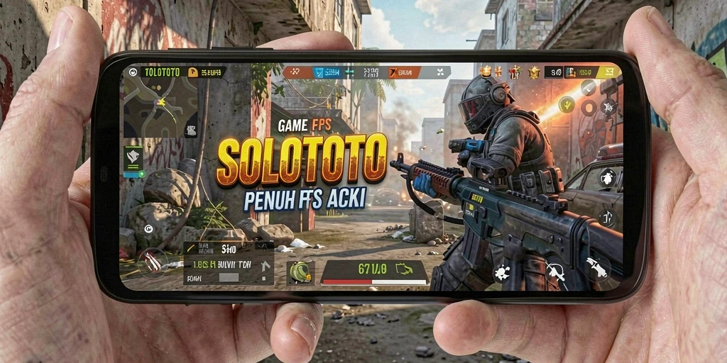 Tampilan gameplay seru SOLOTOTO dengan aksi tembak-tembakan.