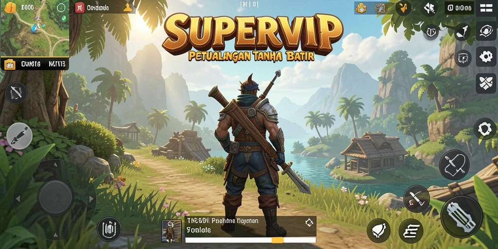 Tangkapan layar menunjukkan pemain yang menjelajahi dunia terbuka SUPERVIP.