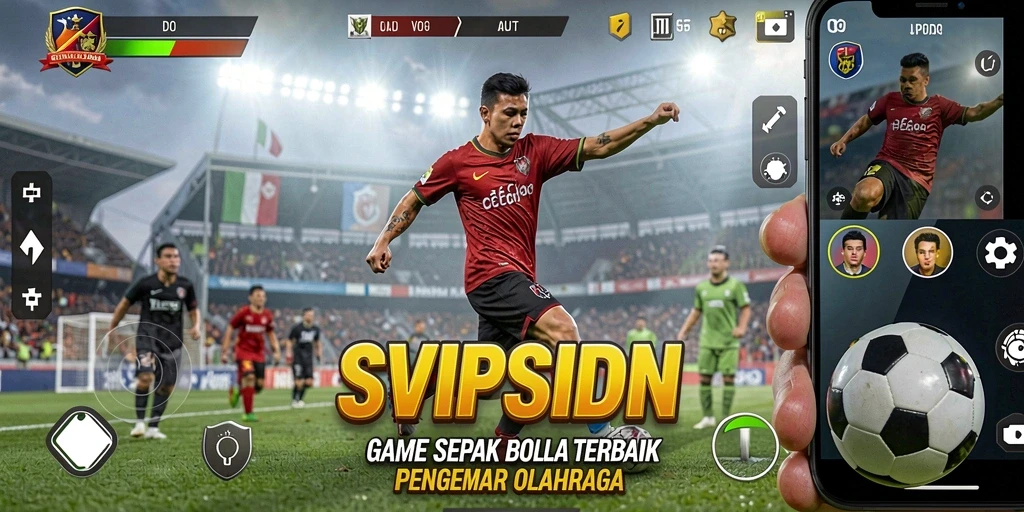 Screenshot gameplay SVIPSIDN yang menampilkan aksi seru sepak bola.