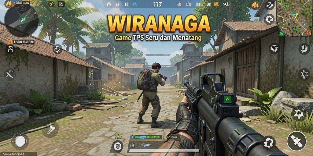 Screenshot utama WIRANAGA menampilkan aksi gameplay TPS yang mendebarkan.