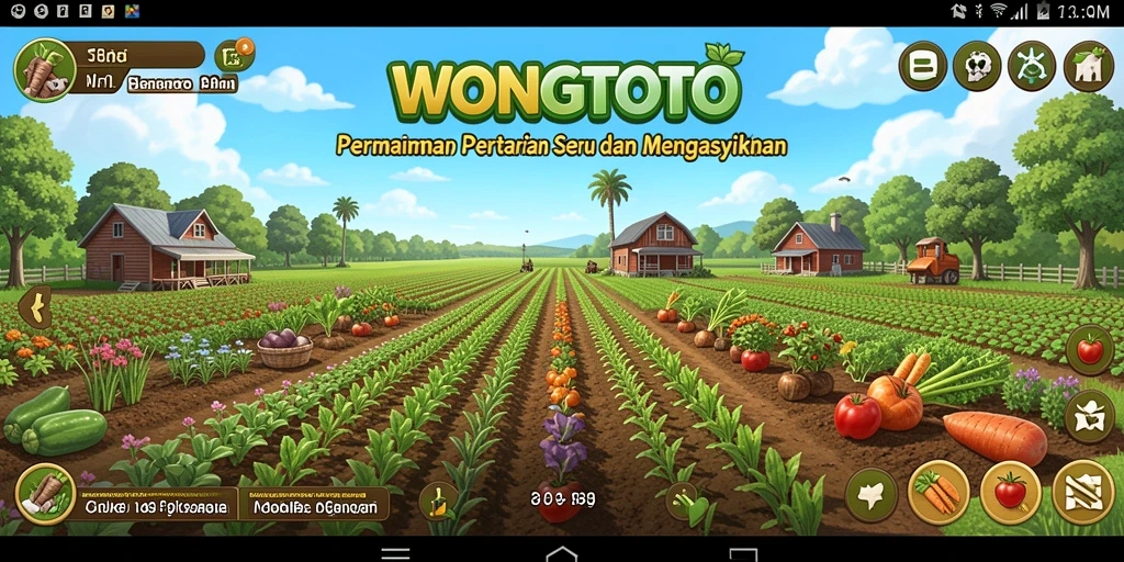Tampilan gameplay WONGTOTO yang menunjukkan aktivitas pertanian.